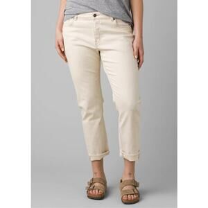 PRANA Women's Buxton Jeans 8/29 Natural Beige Stretch Mid-Rise Boyfriend NWT